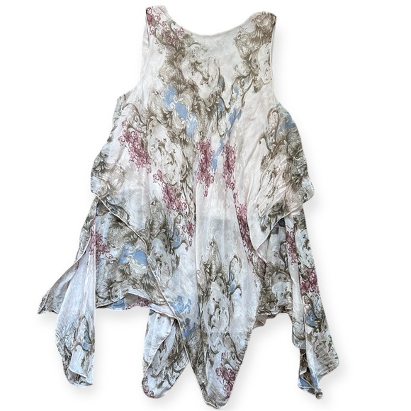 Silk Ruffle Asymmetrical Flowy Blouse Top Women’s size L - Picture 2 of 8